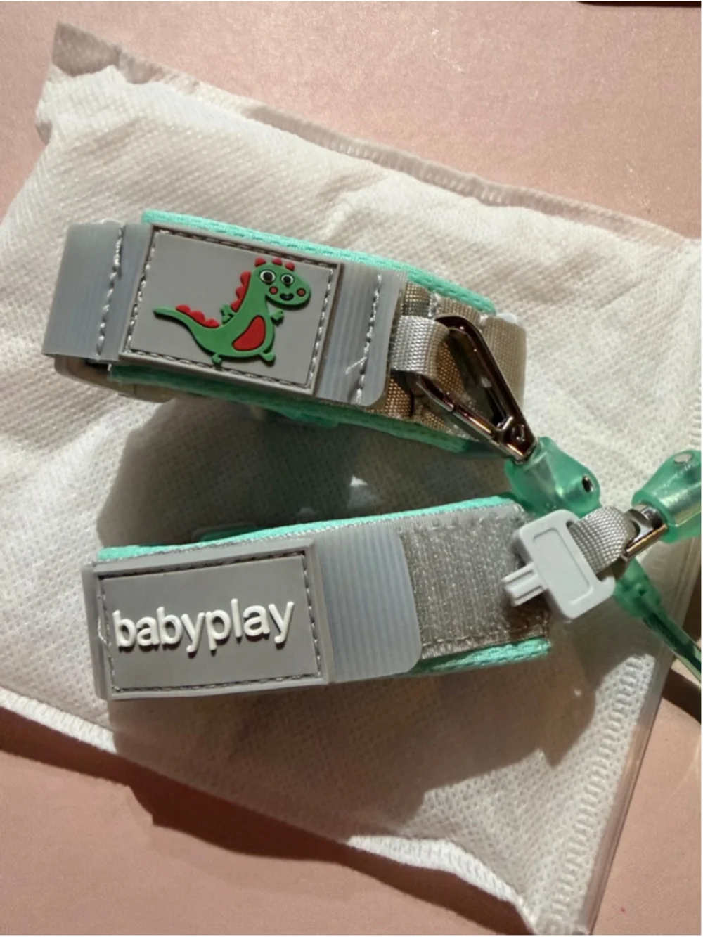 Baby babyplay Teal Gray Anti Lost Wrist Leash NEW